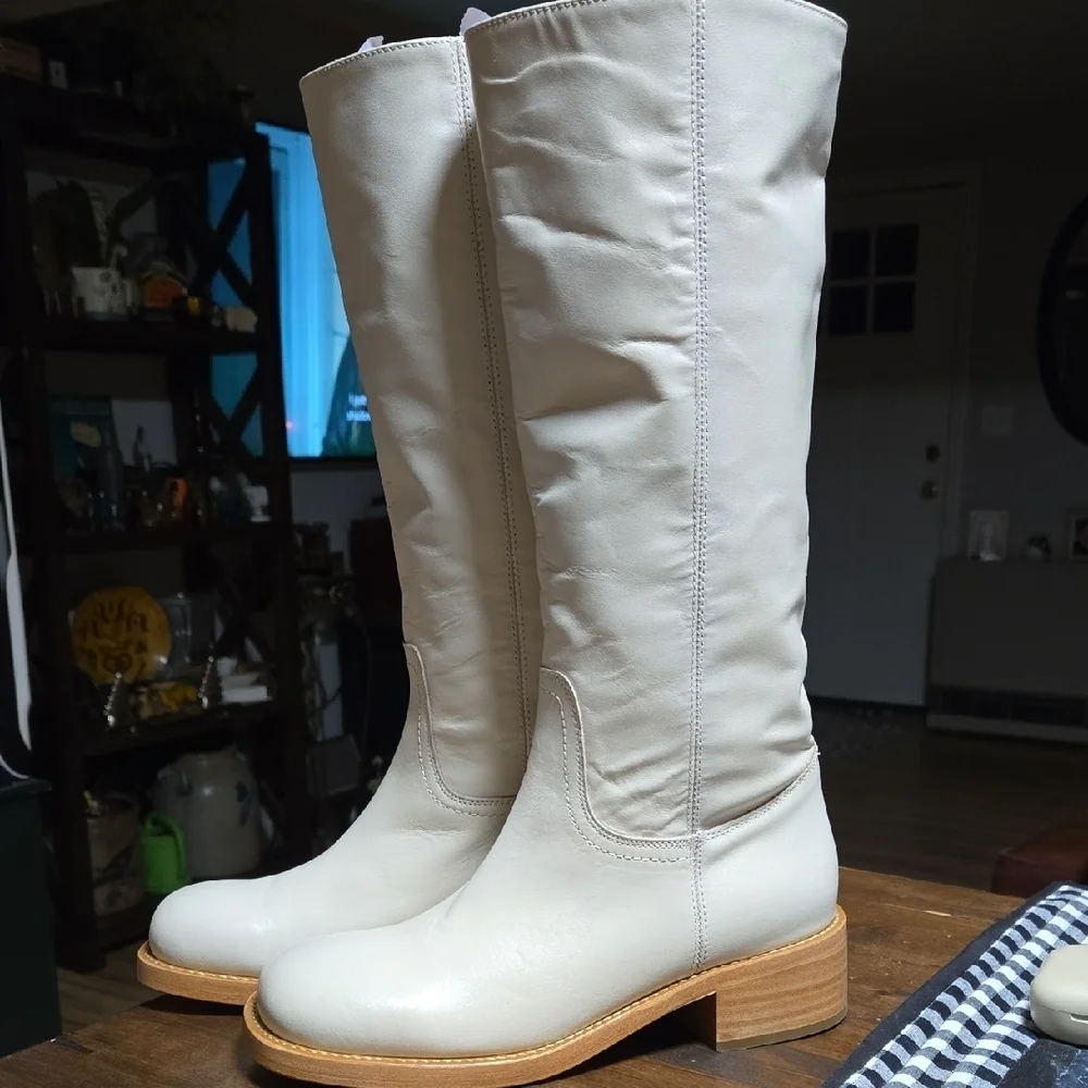 Steve Madden Riggs Campus Boots Leather Bone Womens Size 8.5 Like Frye